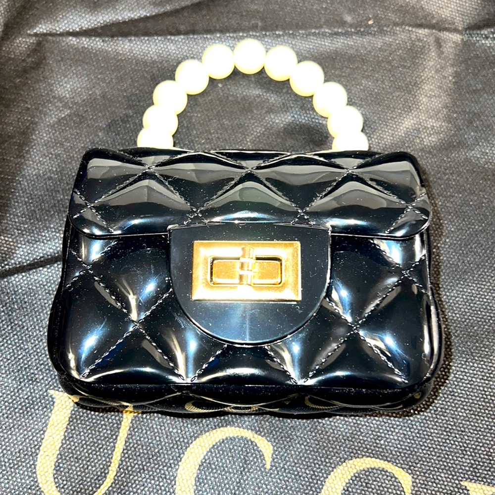 Black patent baby purse